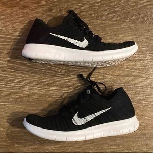 Nike Free RN Flyknit, 6.5, black/white